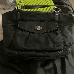 Coach Leah black signature tote bag